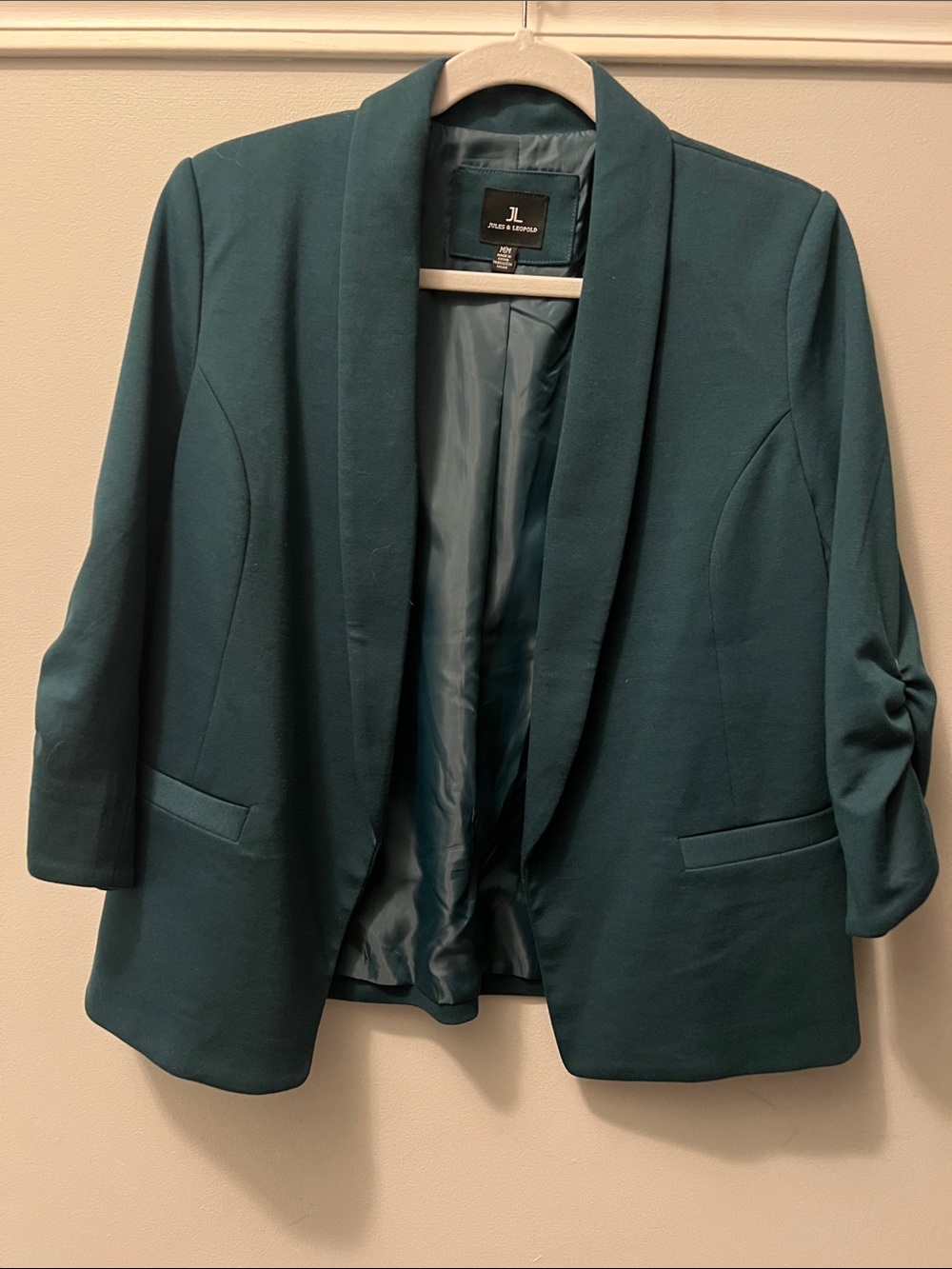 Jules & Leopold Deep Teal Open-Front Blazer